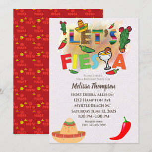 Colourful Mexican Fiesta Birthday Party Invitation