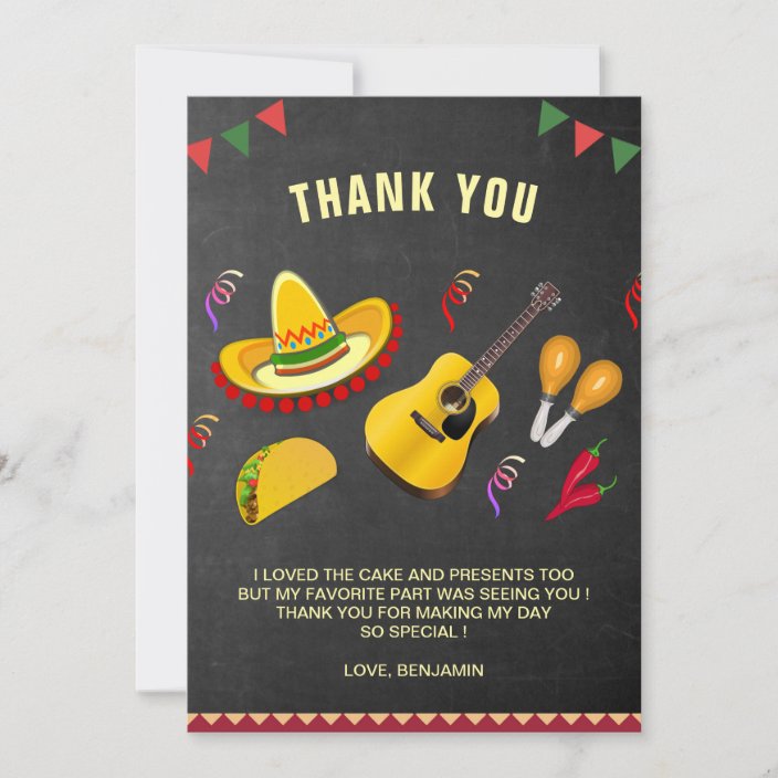 Colourful Mexican Fiesta Birthday Party Thank You Card | Zazzle.ca