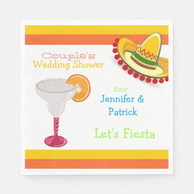 Colourful Mexican Fiesta Couple's Wedding Shower Napkin (Front)