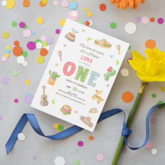 Colourful Mexican Fiesta First Birthday Invitation