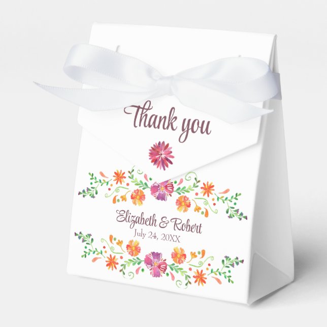 Colourful Mexican Fiesta Floral Wedding Favor Box (Front Side)