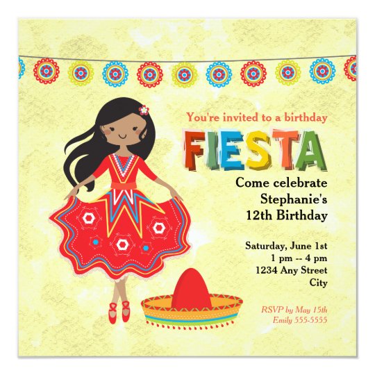 Colourful Mexican Fiesta Kids Birthday Party Card
