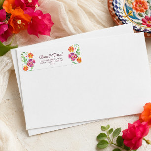 Colourful Mexican Floral Fiesta Return Address