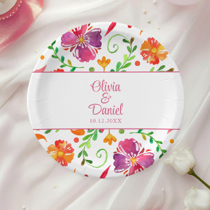 Colourful Mexican Floral Fiesta Wedding  Paper Plate