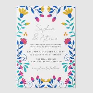 Colourful Mexican Floral Fiesta Wedding Vellum Invitations
