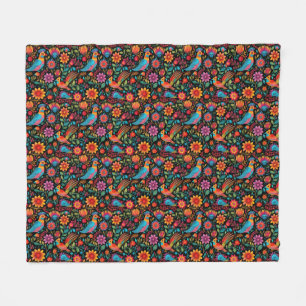 Colourful Mexican floral pattern  Fleece Blanket