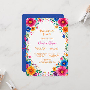Colourful Mexican Floral Rehearsal Dinner Invitation