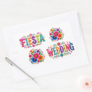 Colourful Mexican Floral Wedding Sticker