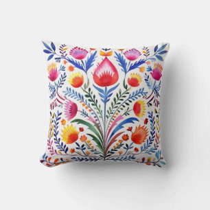 Colourful Mexican Flowers Throw Pillow