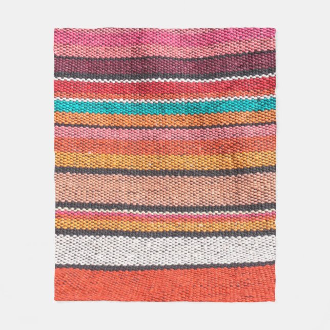 Colourful mexican, peruvian style rug surface clos fleece blanket (Front)