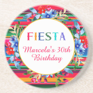Colourful Mexican Serape Fiesta Birthday Coaster