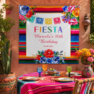 Colourful Mexican Serape Floral Fiesta Tapestry