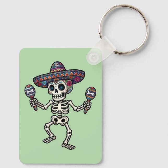 Colourful Mexican Skeleton Keychain (Back)