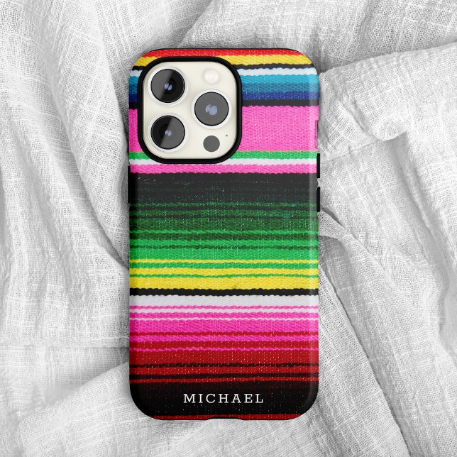 Colourful Mexican Striped Blanket w/ Name Case-Mate iPhone Case (Creator Uploaded)