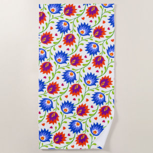 Colourful Mexican Style Floral Pattern Elegant Bol Beach Towel