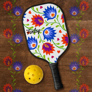 Colourful Mexican Style Floral Pattern Elegant Bol Pickleball Paddle