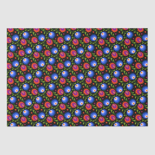 Colourful Mexican Style Floral Pattern Elegant Bol Tissue Paper (Front)