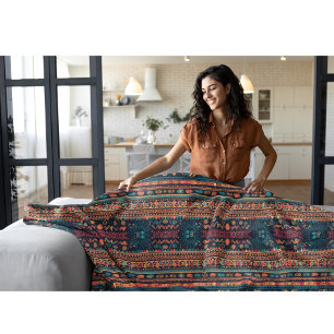 Colourful Mexican style pattern Fleece Blanket