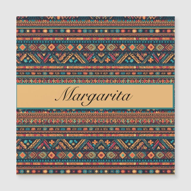 Colourful Mexican style pattern Magnetic Invitation (Front)