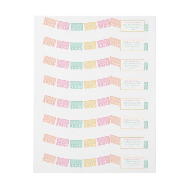 Colourful Mexican Taco Bout A Fiesta Birthday Part Wrap Around Label (Sheet)