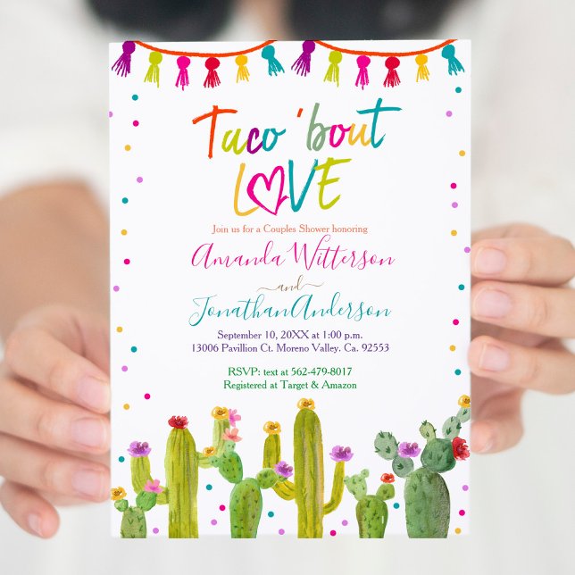 Colourful Mexican Taco 'bout Love Couple Shower  Invitation (Creator Uploaded)