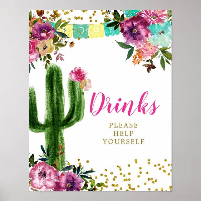 Colourful Mexican Taco bout Love Drink Sign (Front)