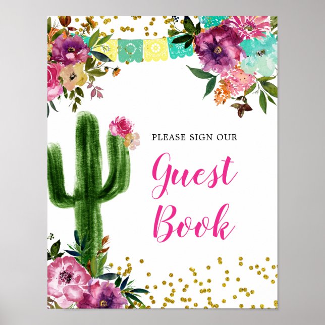 Colourful Mexican Taco bout Love Guest Book Sign (Front)