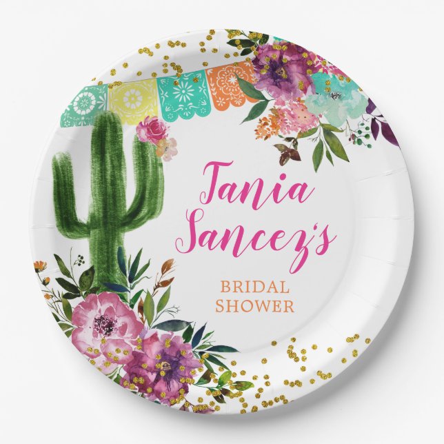 Colourful Mexican Taco bout Love Paper Plate (Front)