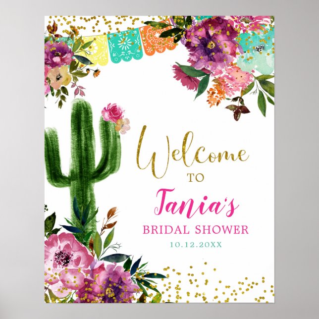Colourful Mexican Taco bout Love Welcome Sign (Front)