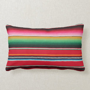 Colourful Mexican Traditional Serape Print Lumbar Pillow