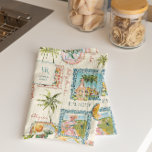 Colourful Mexican Travel Print Monogram Kitchen Towel<br><div class="desc">Add a festive touch to your kitchen with this colourful tea towel featuring painterly illustrations of avocados, tropical fruits, palm trees, and vintage travel scenes. Inspired by the vibrant spirit of Mexico, it’s both practical and decorative. Personalize with your initials or name to create a one-of-a-kind kitchen accessory or thoughtful...</div>