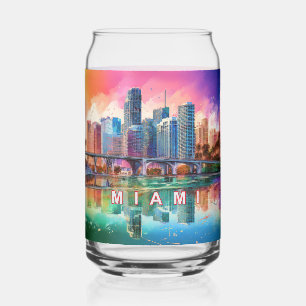 Colourful Miami Skyline Can Glass