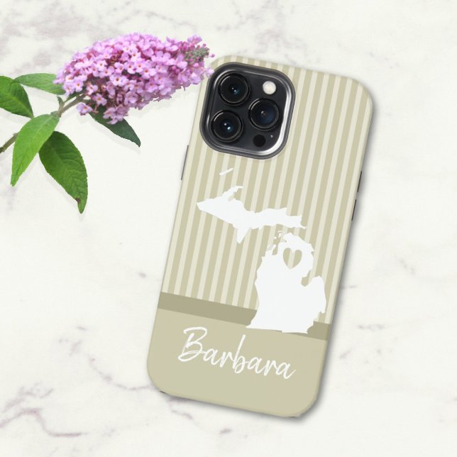 Colourful Michigan USA State Map Custom Name   iPhone Case (Creator Uploaded)