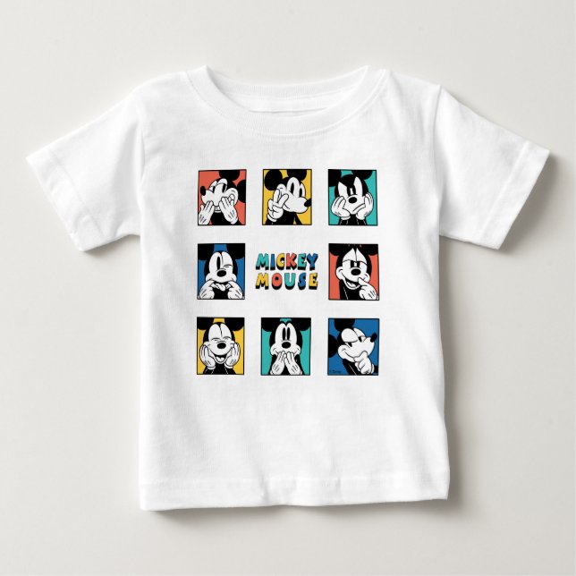 Colourful Mickey Mouse Grid Baby T-Shirt (Front)