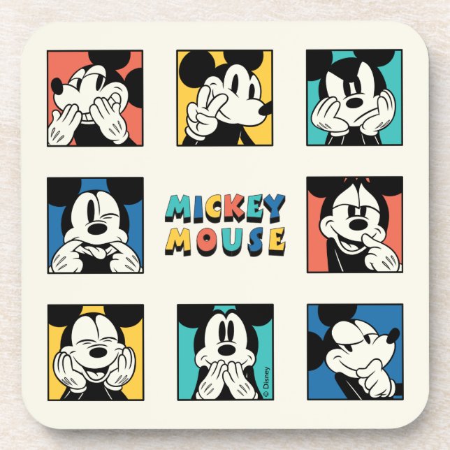 Colourful Mickey Mouse Grid Coaster (Front)