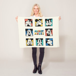 Colourful Mickey Mouse Grid Fleece Blanket