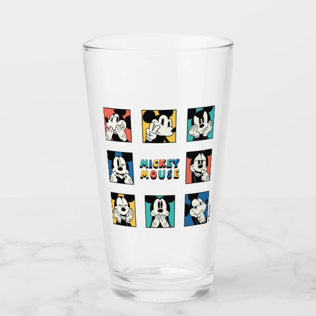 Colourful Mickey Mouse Grid Glass (Front)