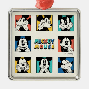 Colourful Mickey Mouse Grid Metal Ornament
