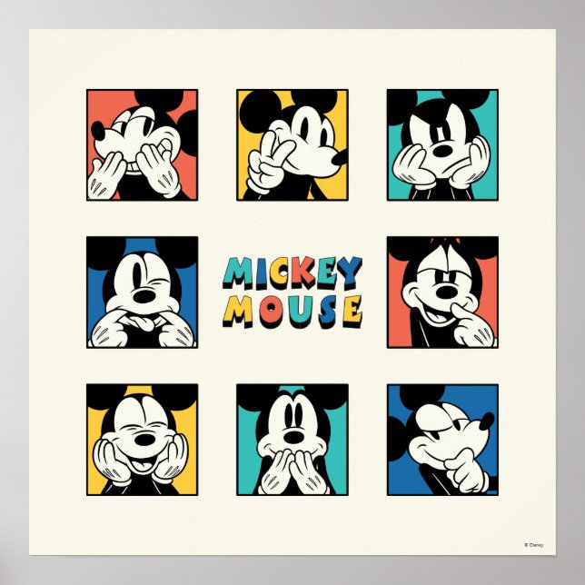 Colourful Mickey Mouse Grid Poster (Front)