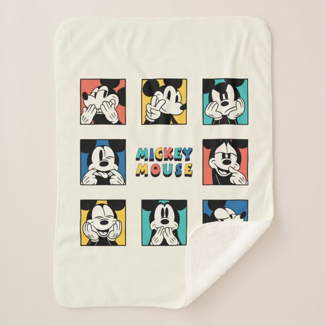 Colourful Mickey Mouse Grid Sherpa Blanket (Front)