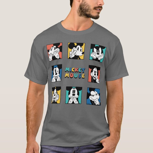 Colourful Mickey Mouse Grid T-Shirt (Front)