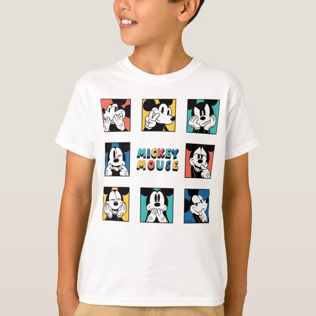 Colourful Mickey Mouse Grid T-Shirt (Front)