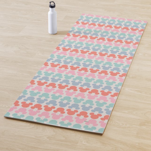 Colourful Mickey Mouse Logo Repeating Pattern Yoga Mat (In Situ)