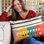 Colourful Mid Century Abstract Personalized Name Lumbar Pillow<br><div class="desc">Colourful Mid Century Abstract Personalized Name Lumbar Throw Pillows Cushions features a colourful stripe pattern with your personalized name in simple black and white script on an abstract background. Personalize by editing the text in the text boxes provided. Perfect gift for birthday, Christmas, Mother's Day, sister, cousins, best friends and...</div>