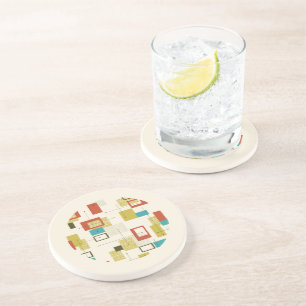 Colourful Mid-Century Geometric Shapes Pattern Coaster