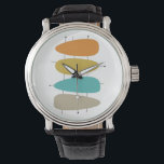 Colourful Mid Century Guitar Picks Watch<br><div class="desc">This fun mid century inspired watch features 4 guitar pick shapes on black lines, in turquoise, orange, tan, and gold. If you're looking for a style to liven up your wrist - this is it!</div>