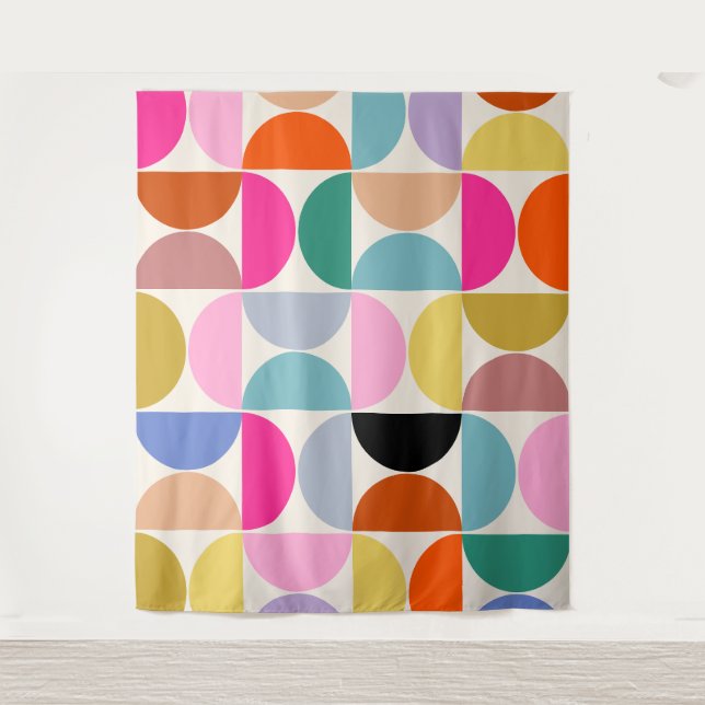 Colourful Mid Century Modern Abstract Pattern Tapestry (Front)