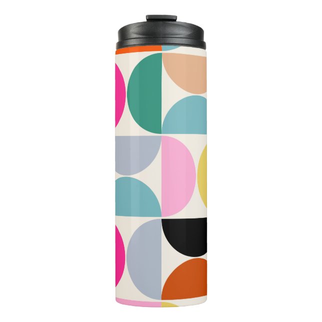 Colourful Mid Century Modern Abstract Pattern Thermal Tumbler (Front)
