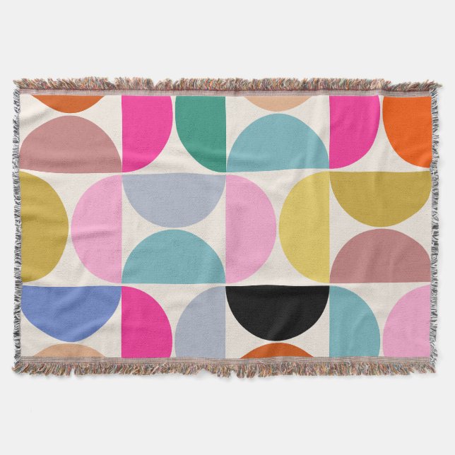 Colourful Mid Century Modern Abstract Pattern Throw Blanket (Front)