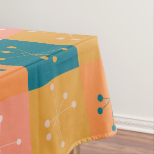 Colourful Mid Century Modern Atomic Motif Pattern Tablecloth